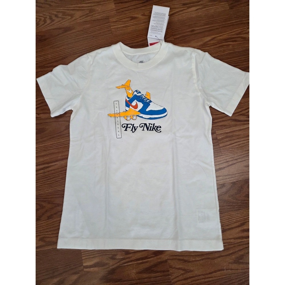 Nike Sportswear Fly Nike Dunk Airplane Graphic T-Shirt White boys‎ large